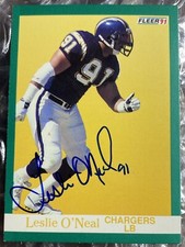 1991 Fleer #177 Leslie O'Neal Auto Los Angeles Chargers Auto *F3780 San Diego
