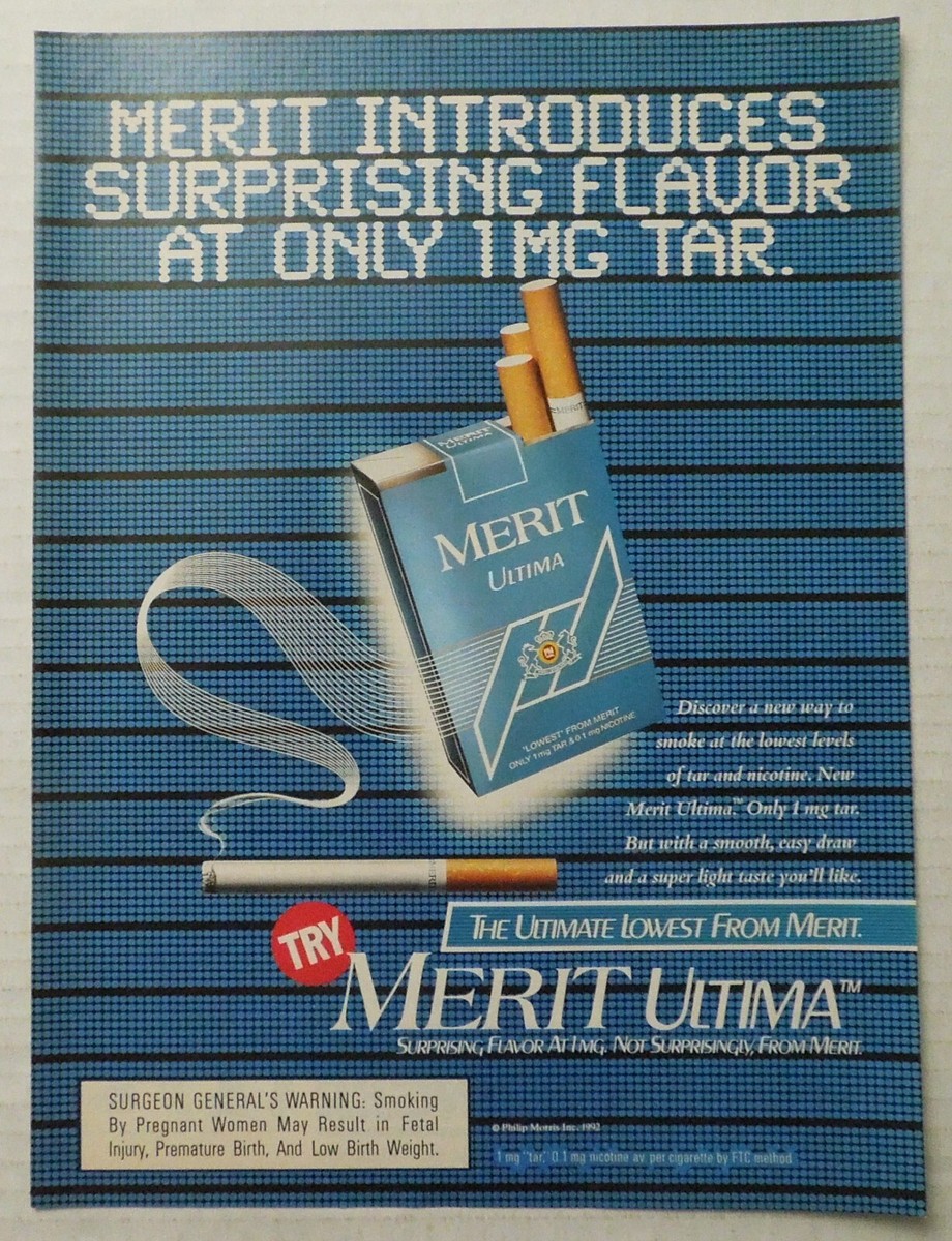 1992 MERIT ULTIMA Cigarettes Magazine Ad