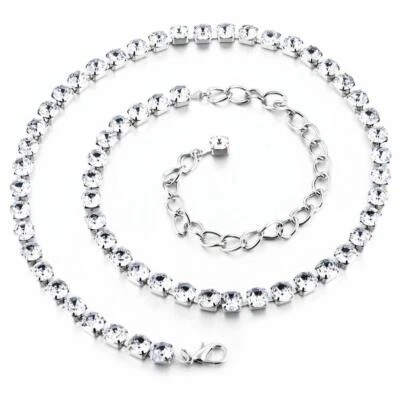 Diamante Diamond Ladies Waist Chain Belt Silver Women's Dress Fashion Jewellery