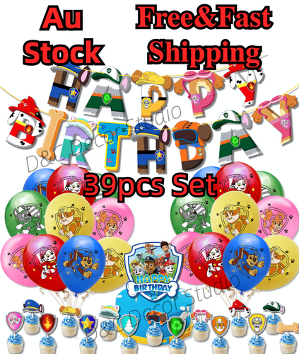 Paw Patrol Balloon KID Birthday party Supplies set Banner Cake topper ...
