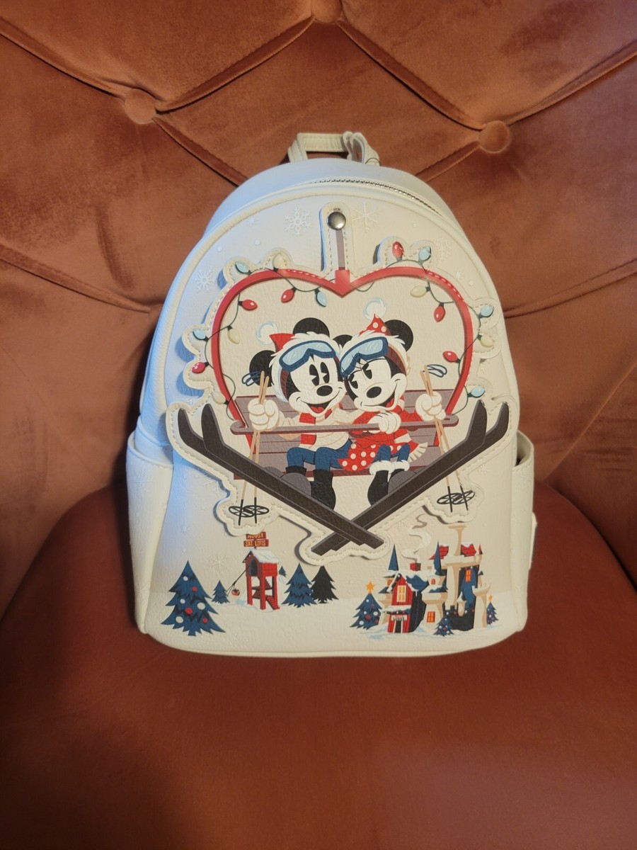 NWT Loungefly Disney Mickey Minnie Holiday Ski Lift Mini Backpack s-l400.png main image 3
