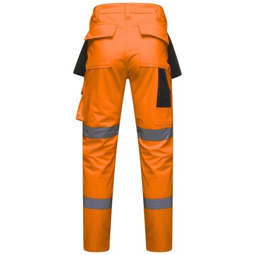 Men's Hi Vis Softshell Holster Work Cargo Trouser - Waterproof Knee Pad Pockets - Picture 11 of 13