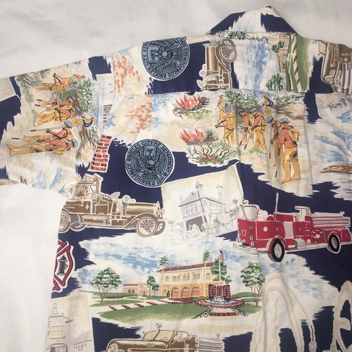 VTG REYN SPOONER Hawaiian Aloha Shirt L.A. Los Angeles Fire Dept Youth Size S - Picture 10 of 10