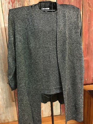 QVC Susan Graver /Style Tank/Jacket Combo Sparkle Black/Metallic 1X  ..u2