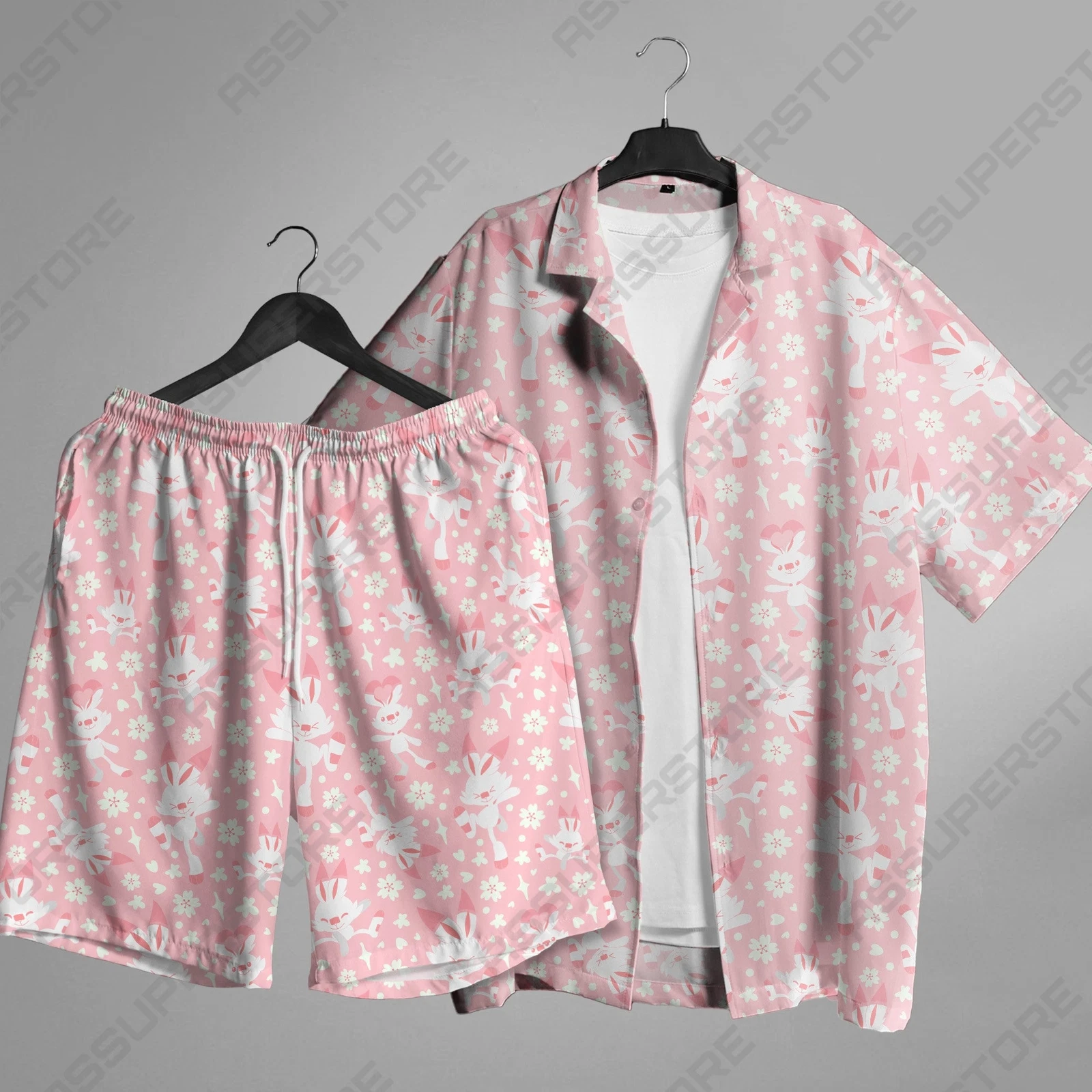 Scorbunny Fire Hawaiian Shirt Scorbunny Button Up Shirt Gift