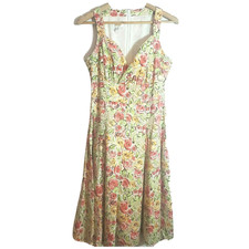 Talbots Dress Womens Size 6 Sleeveless Fit And Flare Pleated Lined Spring Floral