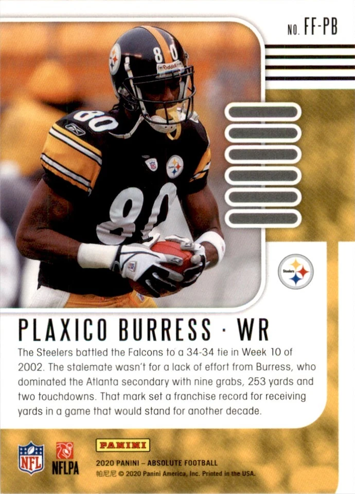 Plaxico Burress 2020 Panini Absolute Fantasy Flashback Spectrum Red #FF-PB /100 - Image 2 of 2