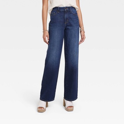 Universal Thread Women's High Waisted Wide Leg Cropped High-Rise Jeans