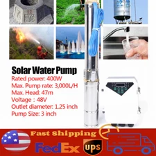 3" DC 48V Solar Submersible Pump Bore Deep Well Water Pump MPPT Controller 400W