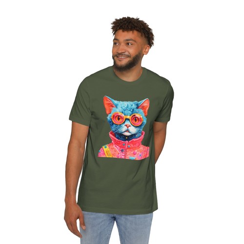 Retro Blue Cat T-Shirt, American Patriotic Shirt, Unisex, Short Sleeve Jersey - Picture 31 of 56