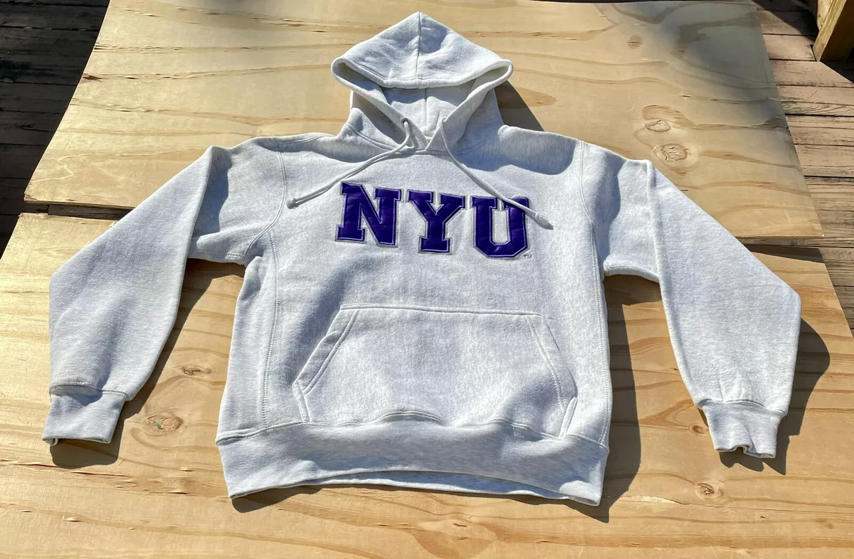 Vintage MV Sport Pro-Weave Hoodie Jacket NYU Pullover Reverse Weave Size S  Gray