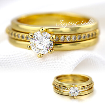 18K YELLOW GOLD GF STACKABLE SIMULATED DIAMOND