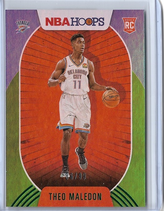 2020-21 Panini NBA Hoops Theo Maledon Green Rookie Card RC #86/99 Thunder
