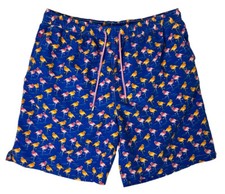 Men's Peter Millar Flamingos Swim Trunks Shorts Size Large Blue