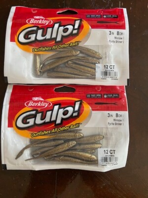 2 - Berkley Gulp!, Minnow, Pyrite Shiner, (Gold) 3'', 12 ct.