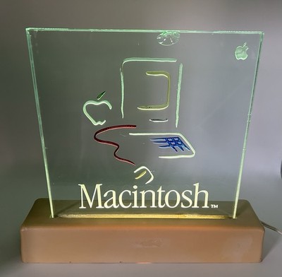 Original 80's Apple Macintosh Vintage Glass Picasso Mac Rare Dealer Display Sign