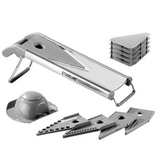 Stoneline V Hobel Edelstahl 9 Teile Gemüsehobel mit 5 Einsätzen und Fingerschutz
