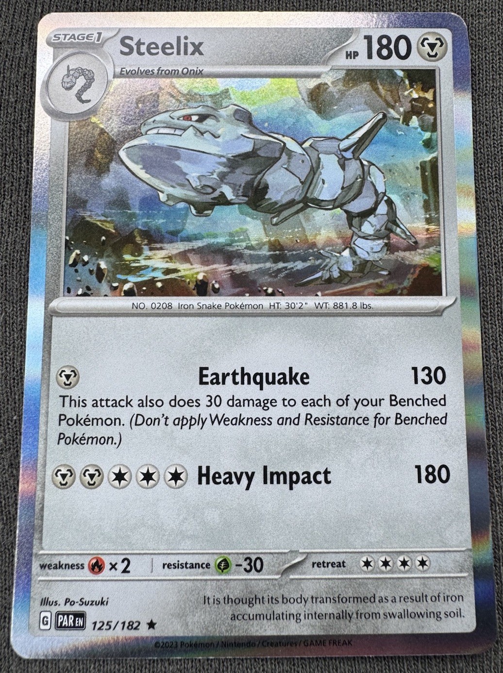 Steelix 125/182 Paradox Rift Rare Holo Near Mint Pokemon Card