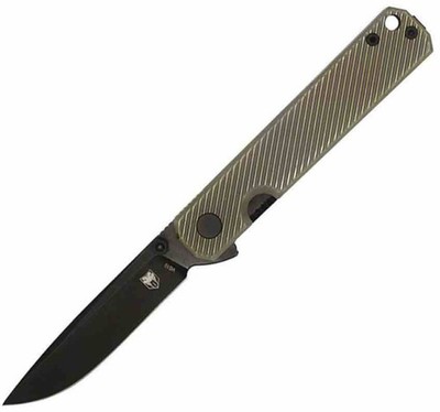 CBTBJKVGBK  CobraTec Rook Folding Knife VG-10 Steel Blade Black Titanium Handle