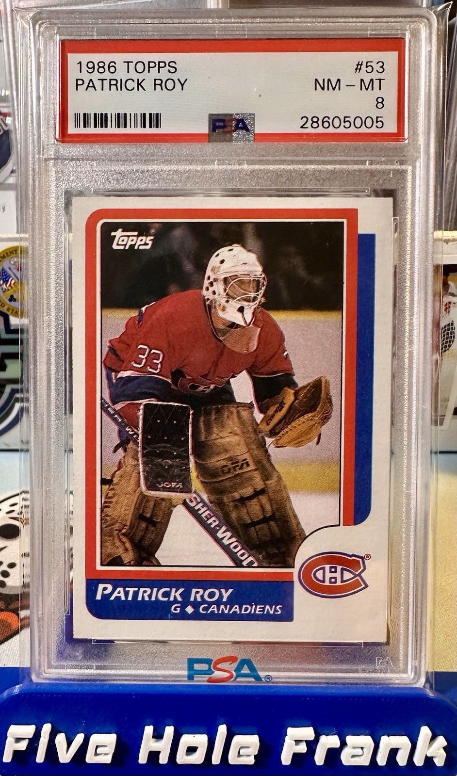 1986 Topps Patrick Roy rookie card RC #53 PSA 8