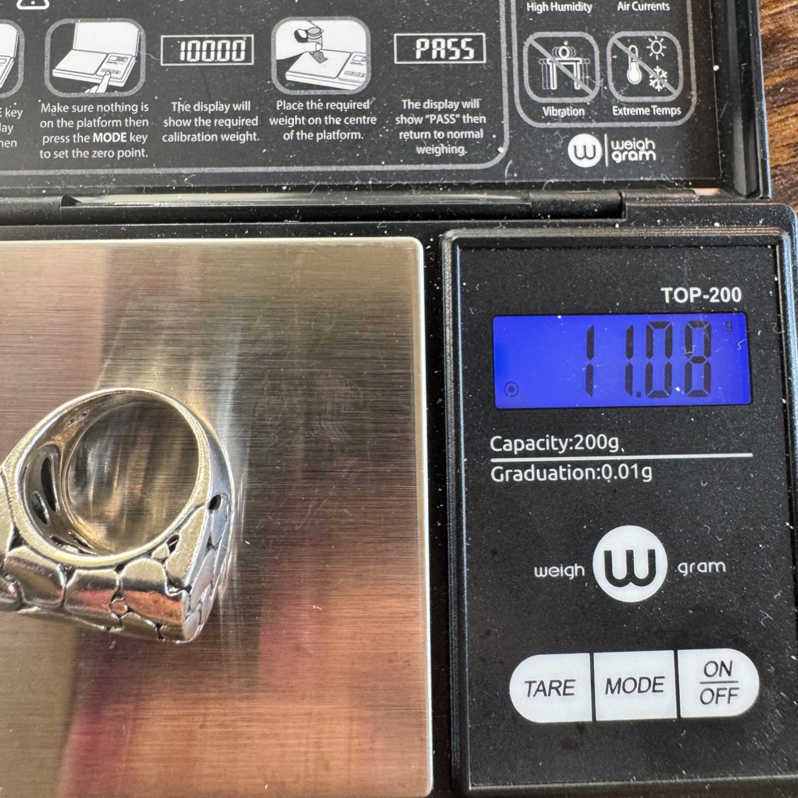 VTG Solid Sterling Silver 925 Pebble Texture Desi… - image 5