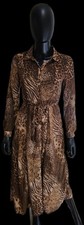 NWT Animal Print Lined Midi Shirt Dress Long Sleeve w Button Front & Belt-Size M