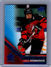 2022-23 UD Team Canada Juniors Prospectus Momentous Blue #PM-42 Logan Stankoven