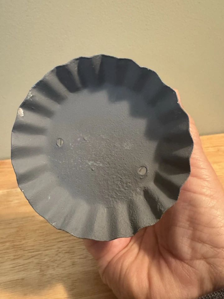 Candelabro de metal azul envejecido linterna lámpara casa de campo granja 8" Foto 3 de 4