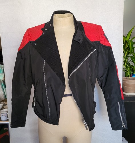 Vintage Belstaff Outlaw Motorcycle Jacket Black Red Quilted Made in England