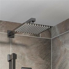 Wall Mounted Modern Slimline 200mm Chrome Square Rainfall Fixed Shower Arm Head