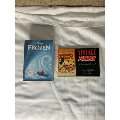 NEW DISNEY FROZEN POSTCARD BOX & VINTAGE MICKEY POSTCARD BOOK