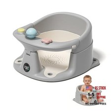 Baby Bath Seat for Babies 6 Months  up with Thermometer, Non-Slip baby gray
