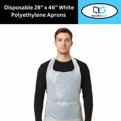 White 1 Mil Polyethylene Disposable Apron 28'' x 46'' 1000 Pieces
