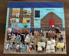 Vintage Handmade Arpillera Peruvian Panaderia 3D Folk Art Tapestry 19” Signed