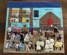 Vintage Handmade Arpillera Peruvian Panaderia 3D Folk Art Tapestry 19” Signed