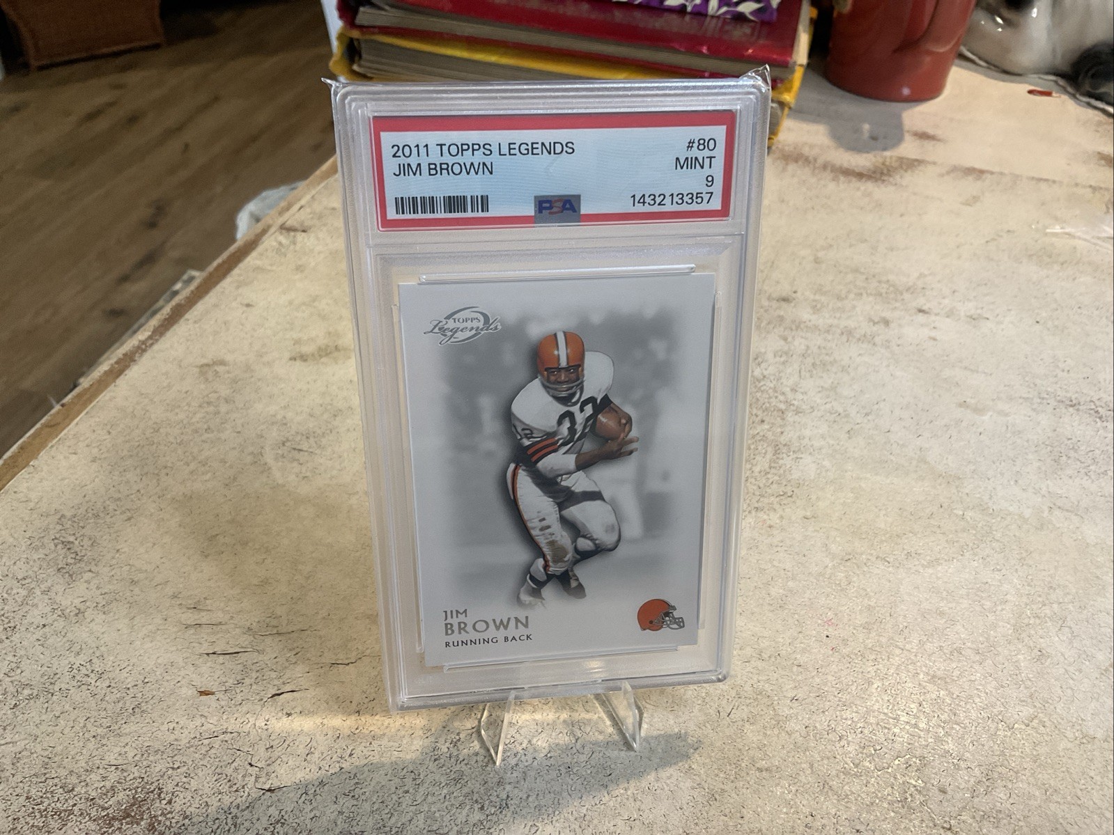 JIM BROWN CLEVELAND BROWNS HALL OF FAME RUNNING BACK TOPPS LEGENDS #80-PSA 9  view 11