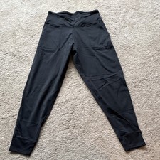 High Rise Ankle Women's Black Stretch Knit Leggings Solid Pattern
