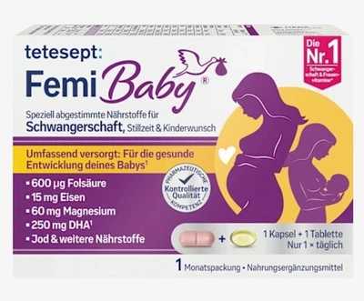TETESEPT Femi Baby,30 Comprimé, Pour la grossesse, l'allaitement et le désir de concevoi