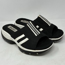 Mudd Sandals Women's Sz 9.5 Y2K 90s Vtg Black White Chunky Slides Sporty Spice