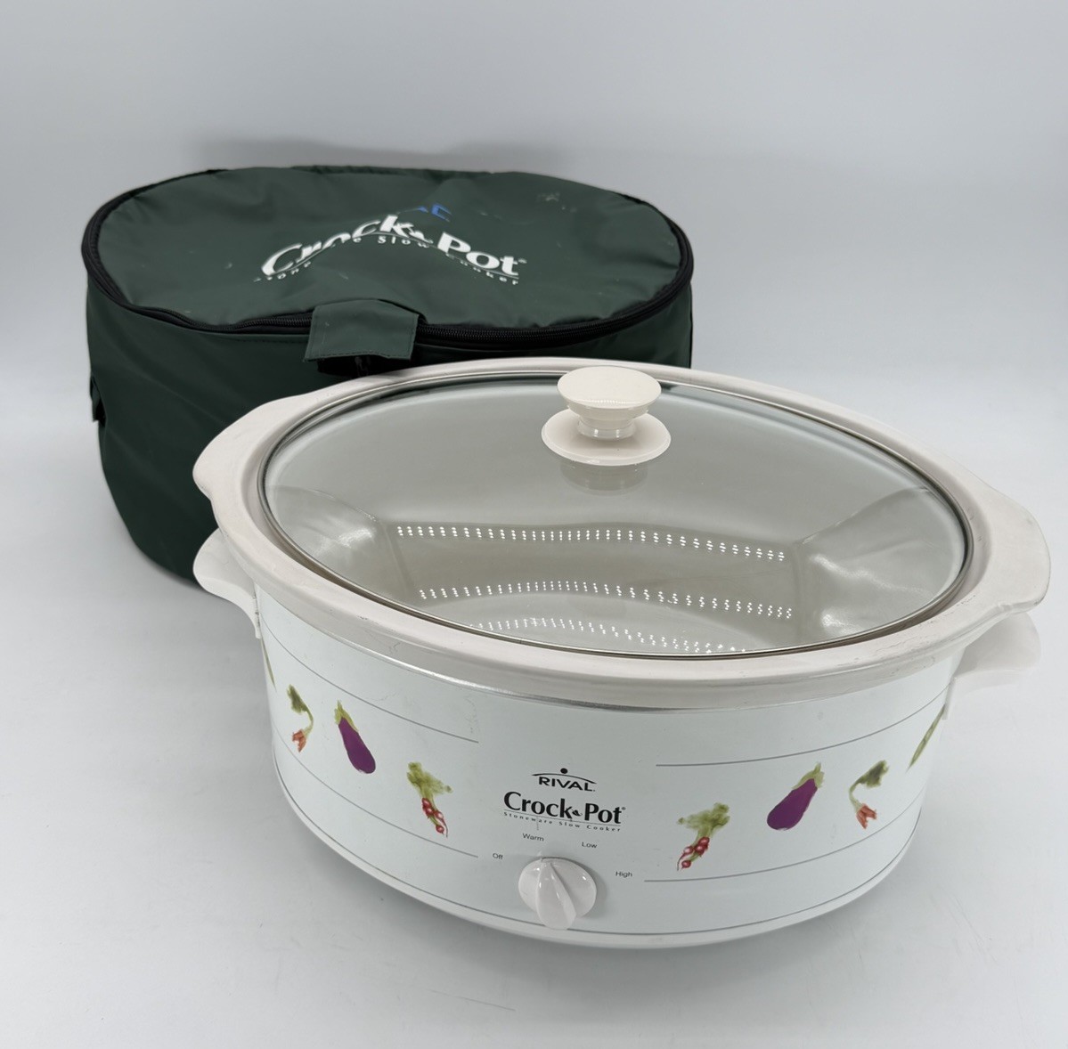 RIVAL Crock Pot Slow Cooker 6 QT Oval Vegetables Decal 5070 W/ Cover Tested