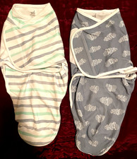 Lot of 2 Aden Wrap Swaddle Zip Side Bottom 100 Cotton Medium Weight 0-3 month