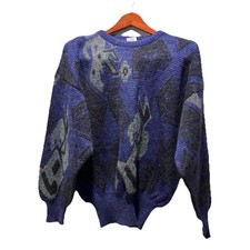 VTG Alpaca Wool Blend Sweater Sz M Artsy Funky Grandpa Italy Cosby 80s 90s Purpl