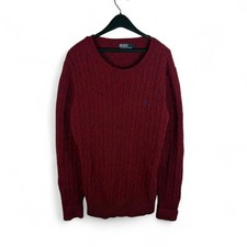 Polo ralph lauren vintage burgundy cable knit wool sweater jumper large