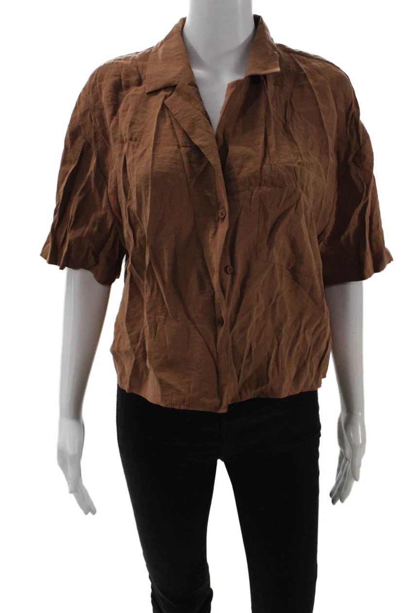 Zara Women Button-Up Collared Short Sleeve Brown Blouse Size M
Opens in a new window or tab