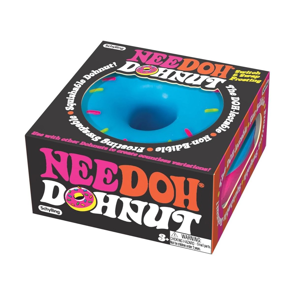 Schylling NeeDoh Dohnuts Sensory Fidget Toy Random Colors Gift Boxes (Pack of 1)