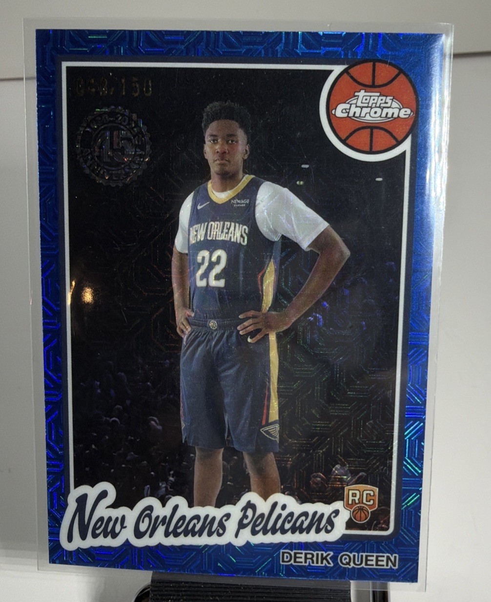 Derik Queen 2025 Topps Chrome Rookie Silver Pack Mojo Blue Pelicans #TC-DQ /150