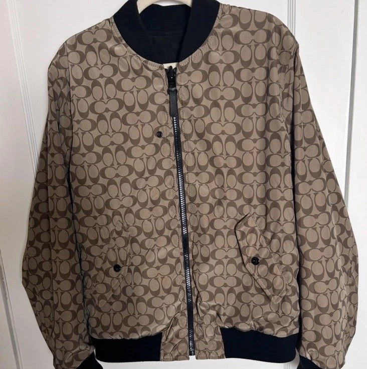Coach Reversible Bomber Jacket Signature Monogram Ma 1 Coat Sweater Gucci LV - Image 3 of 4