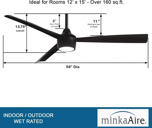 Skinnie 56" Ceiling Fan with LED Light - Coal Finish - Picture 4 of 9
