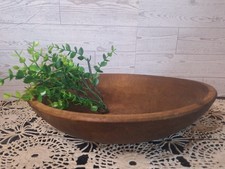 Vintg. Large Antique Hand Turned Wood Bowl, Neutral decor, Boho, MCM, Rustic
