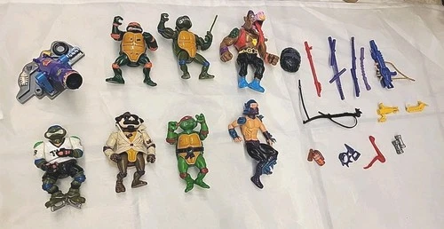 TMNT Vintage Mixed Action Figure Lot Weapons Turtles Playmates Toys Accessories
